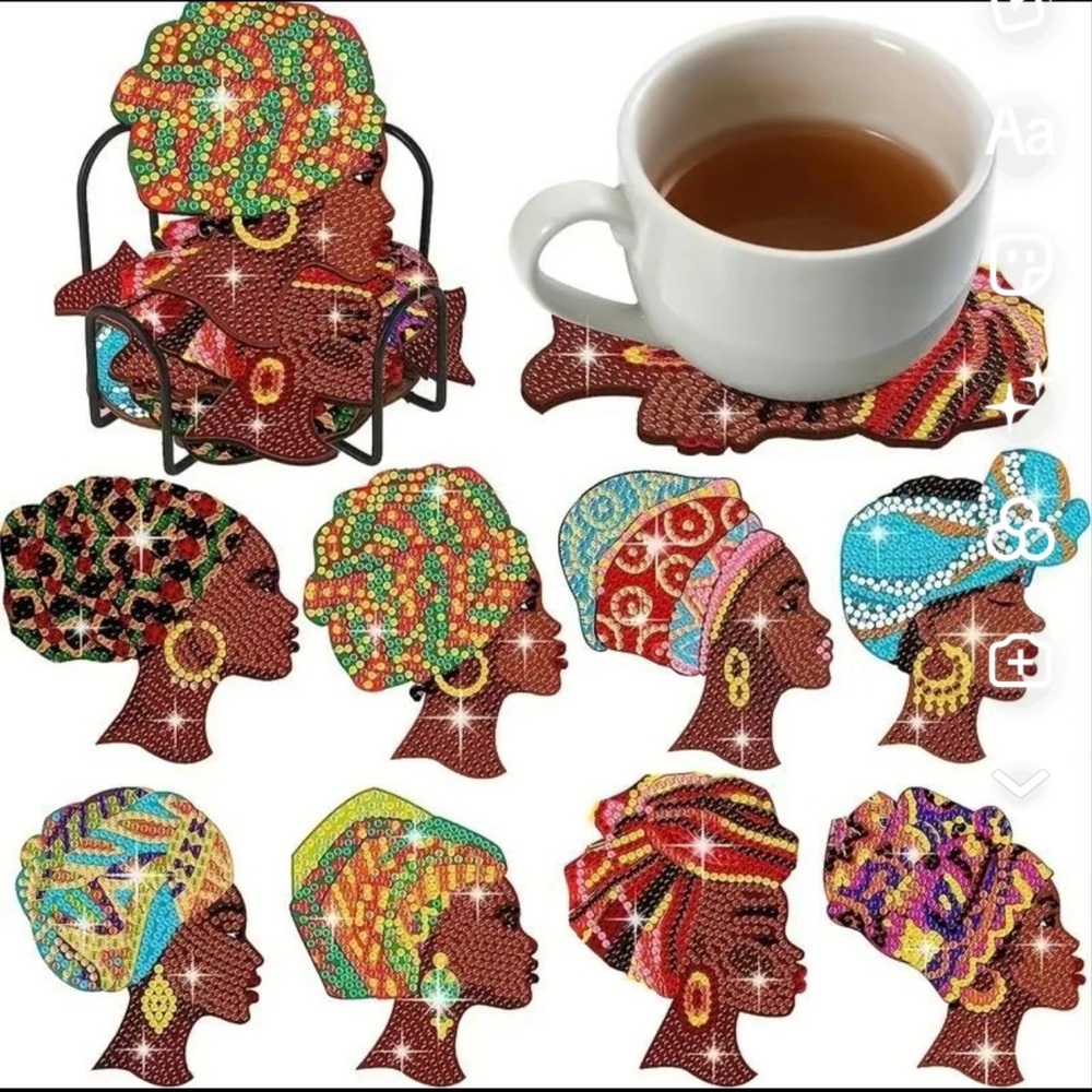 Beverage coasters… 2designs butterfly or African Women Nice to have for the home